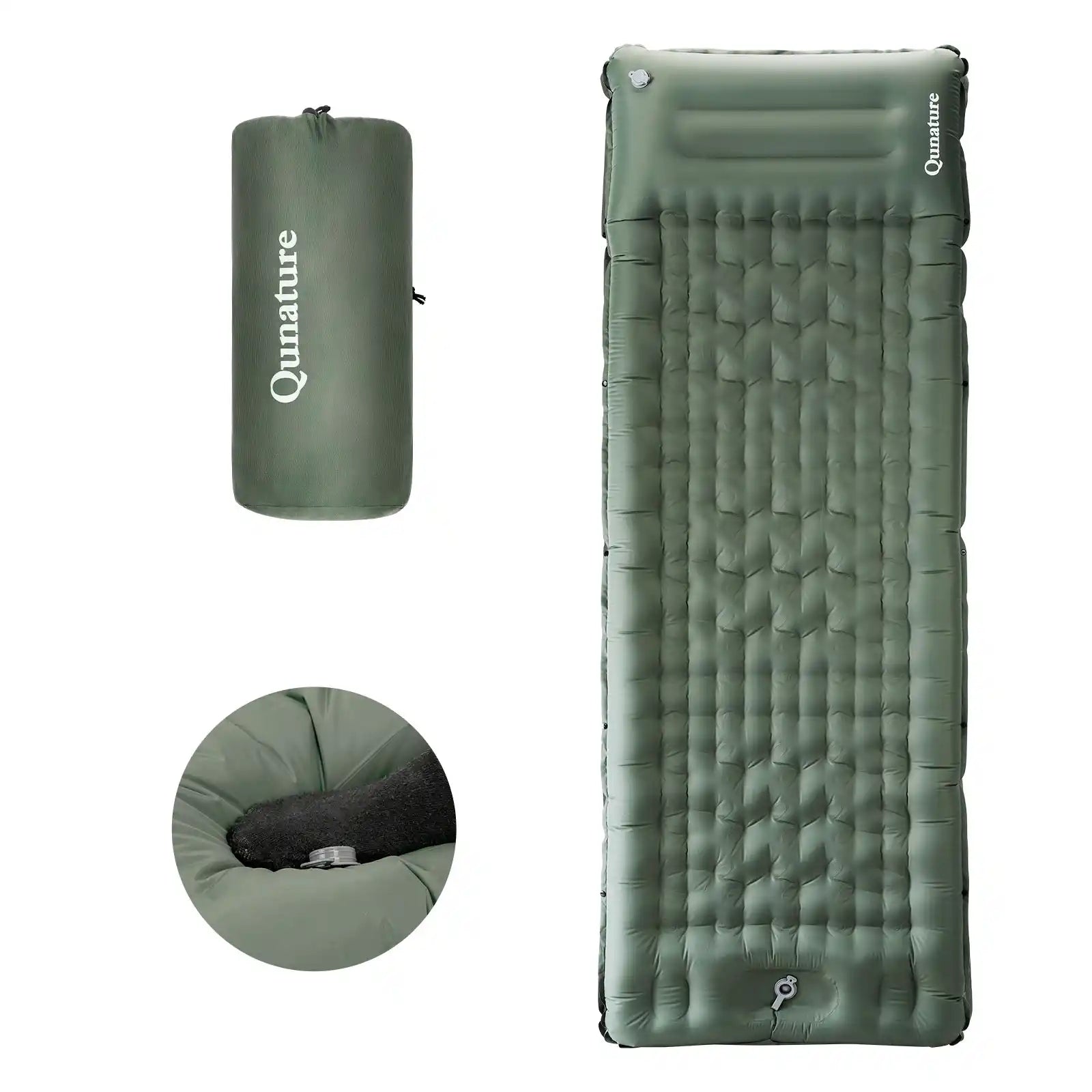 gruene schlafmatte mit kissenfunktion und 12cm dicke