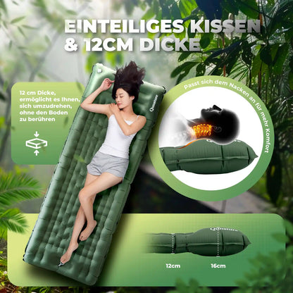gruene schlafmatte mit kissenfunktion und 12cm dicke