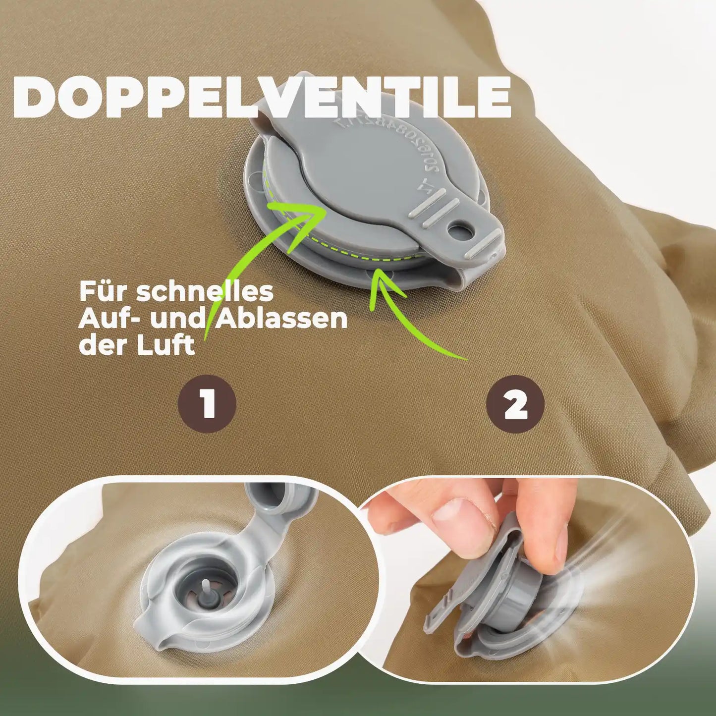 einfaches auf und abblasen dank doppelventil