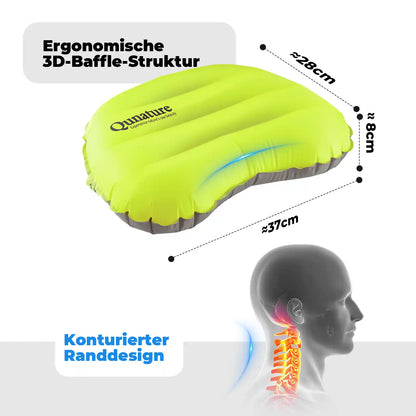 neongelbes aufblaskissen für camping mit ergonomischem design