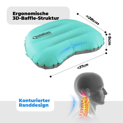tuerkises reisekissen mit 3d-baffle-struktur und dimensionen
