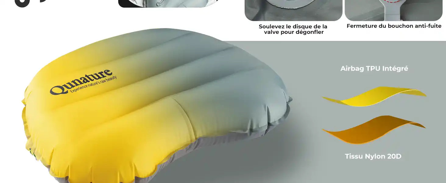 close-up des kissens mit tpu-airbag und 20d nylon-gewebe, wasserdicht und langlebig