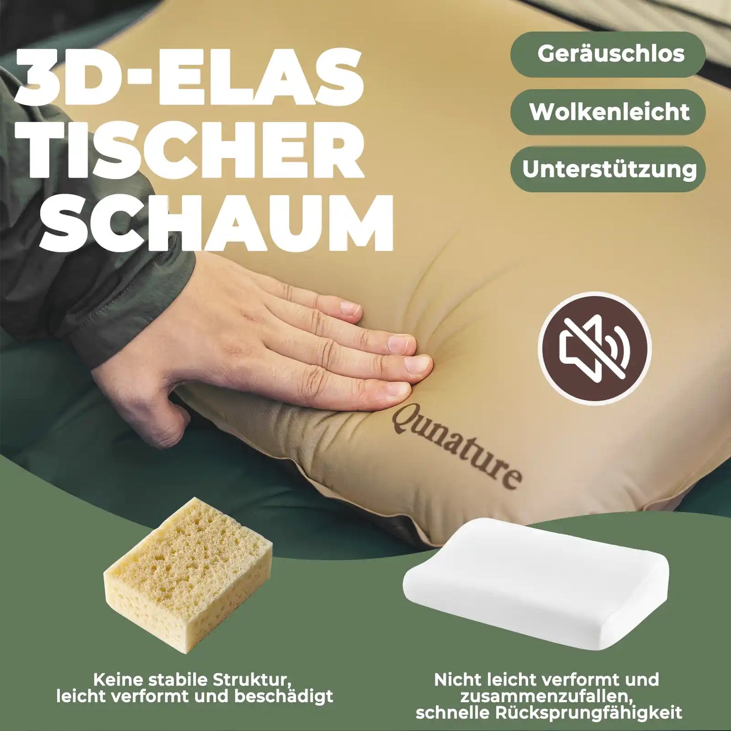 geräuschloser kissen aus 3d schaum für unterwegs