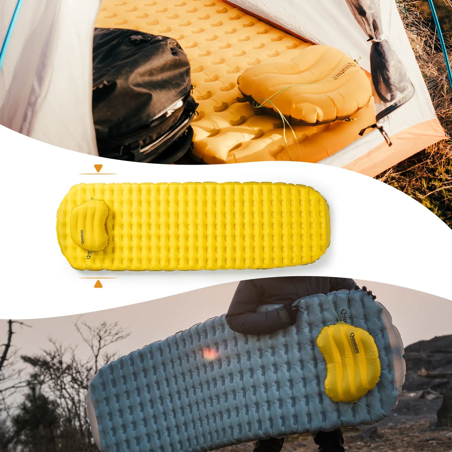 campingkissen mit befestigung an der schlafmatte für sicheren halt