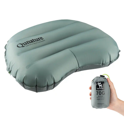 graues aufblaskissen mit packtasche, nur 70g leicht