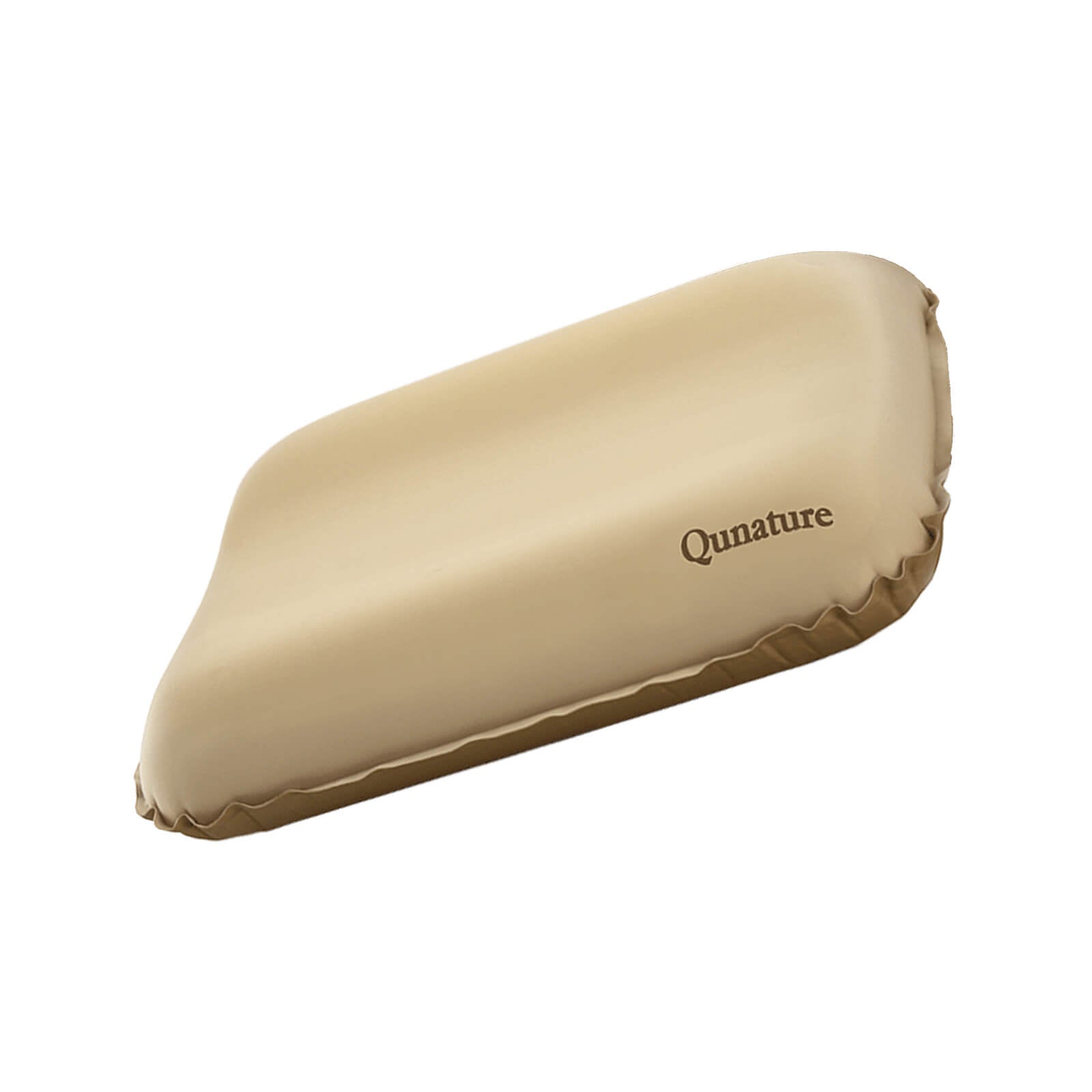 aufblasbares campingkissen in khaki auf weißem hintergrund