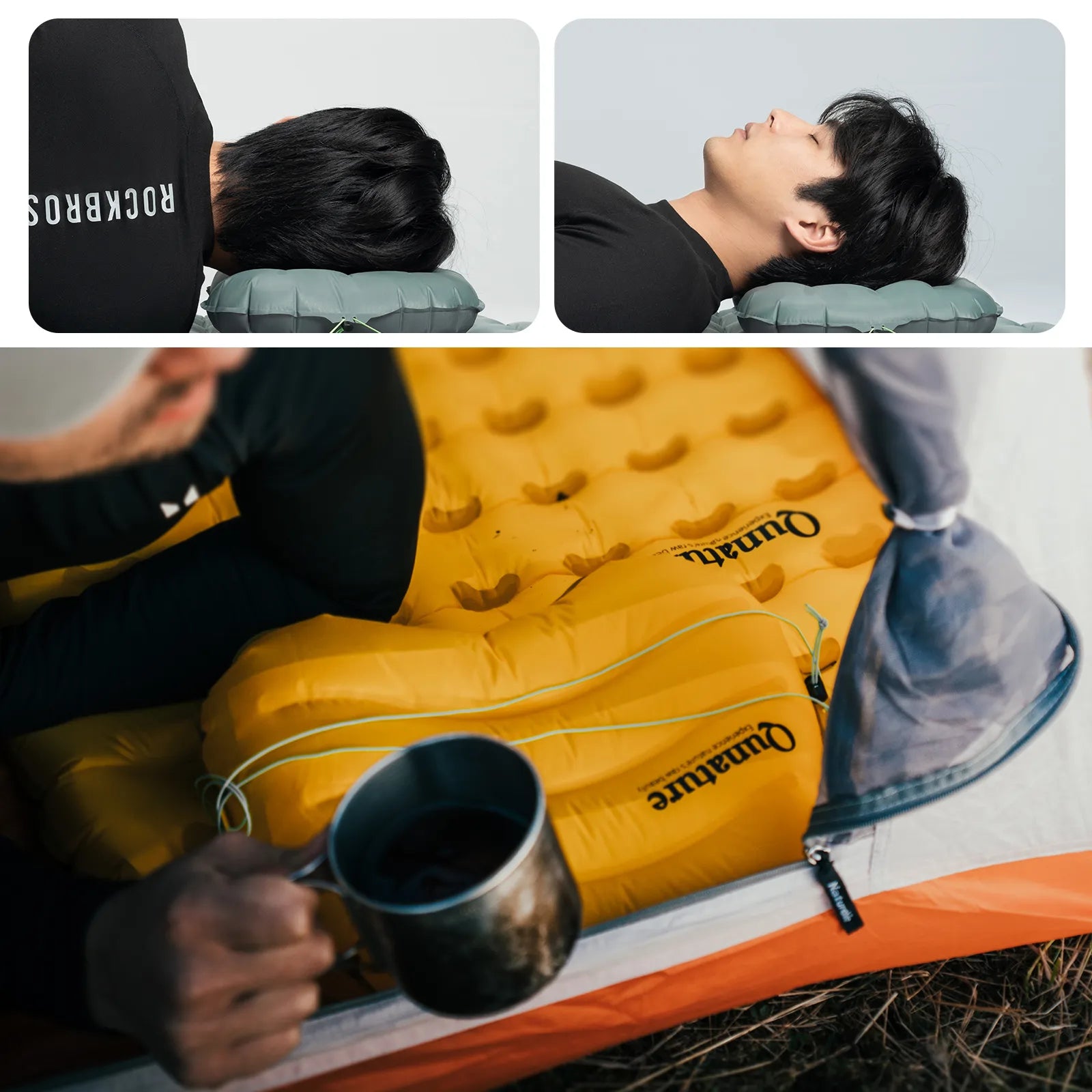 komfortables aufblaskissen für jede schlafposition im zelt