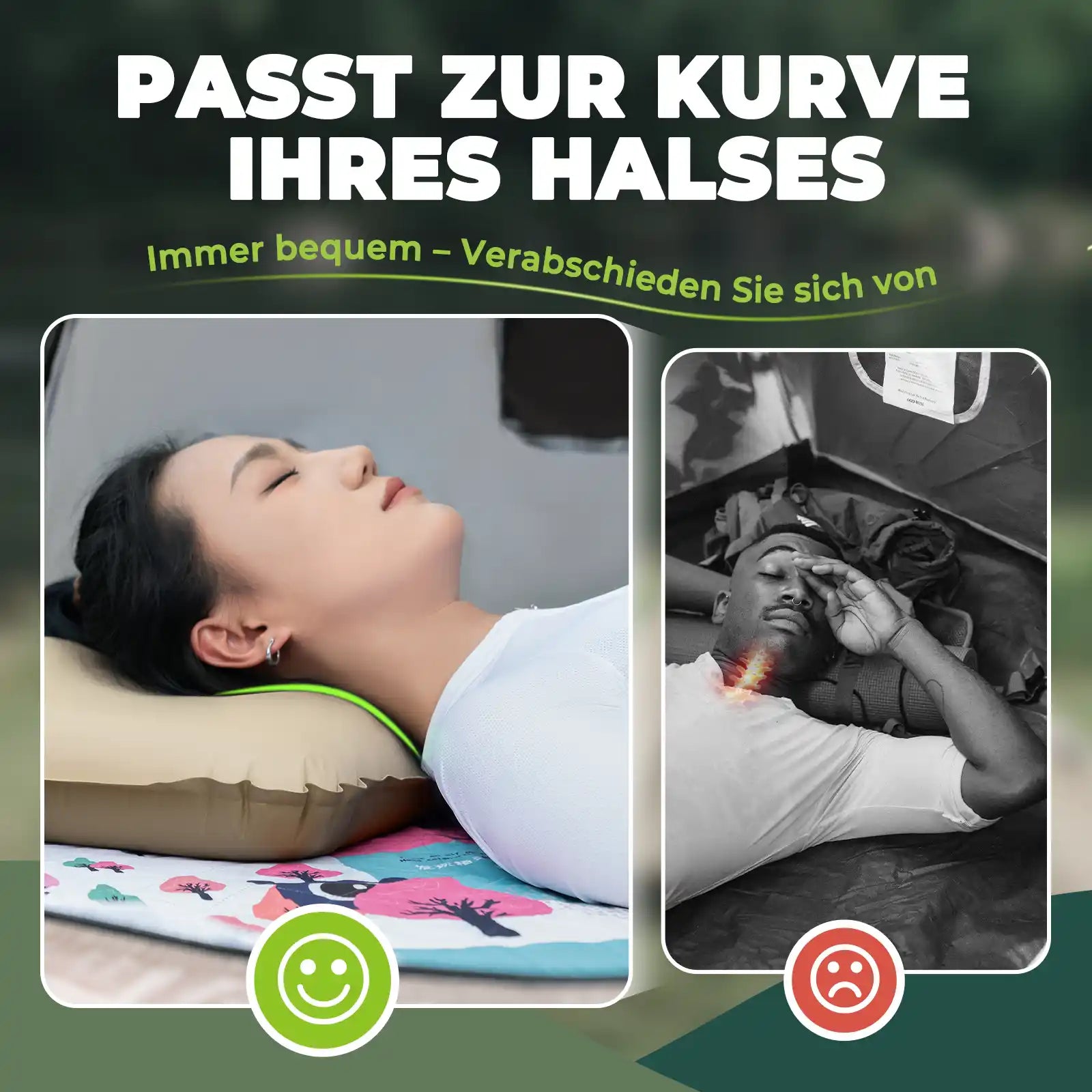 ergonomic camping pillow supports neck for pain free sleep