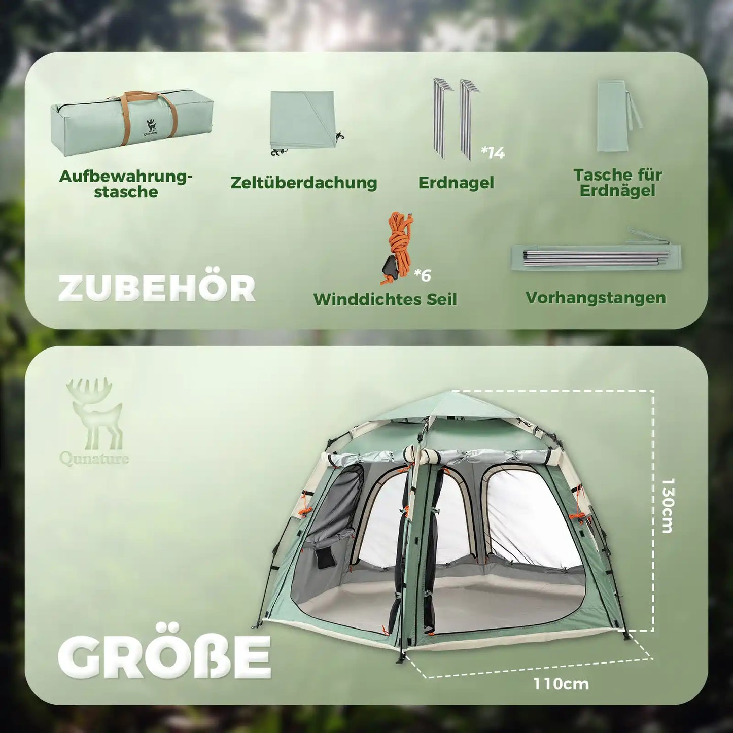 ampingzelt zubehör und größe mintgrün