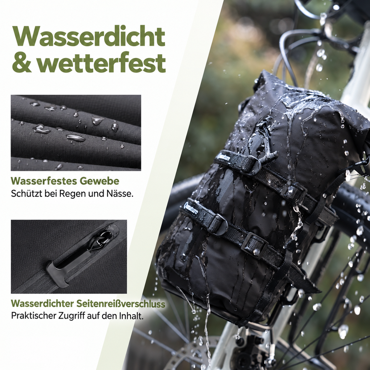 Qunature wasserdichte Kompressionstasche – Materialdetails – Schwarz