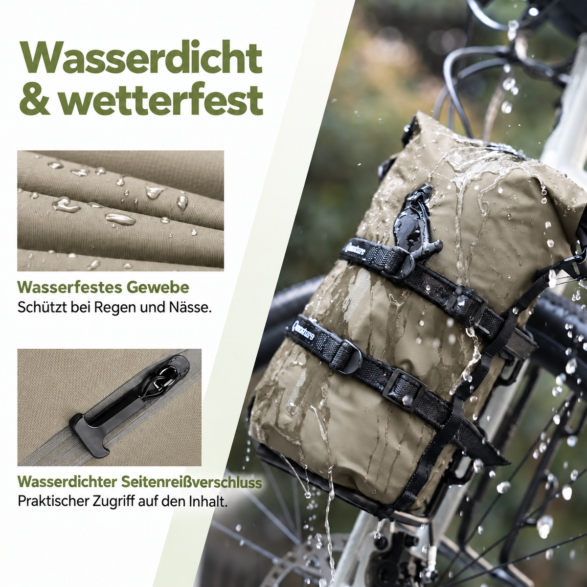 Qunature wasserdichte Kompressionstasche – Materialdetails – Khaki