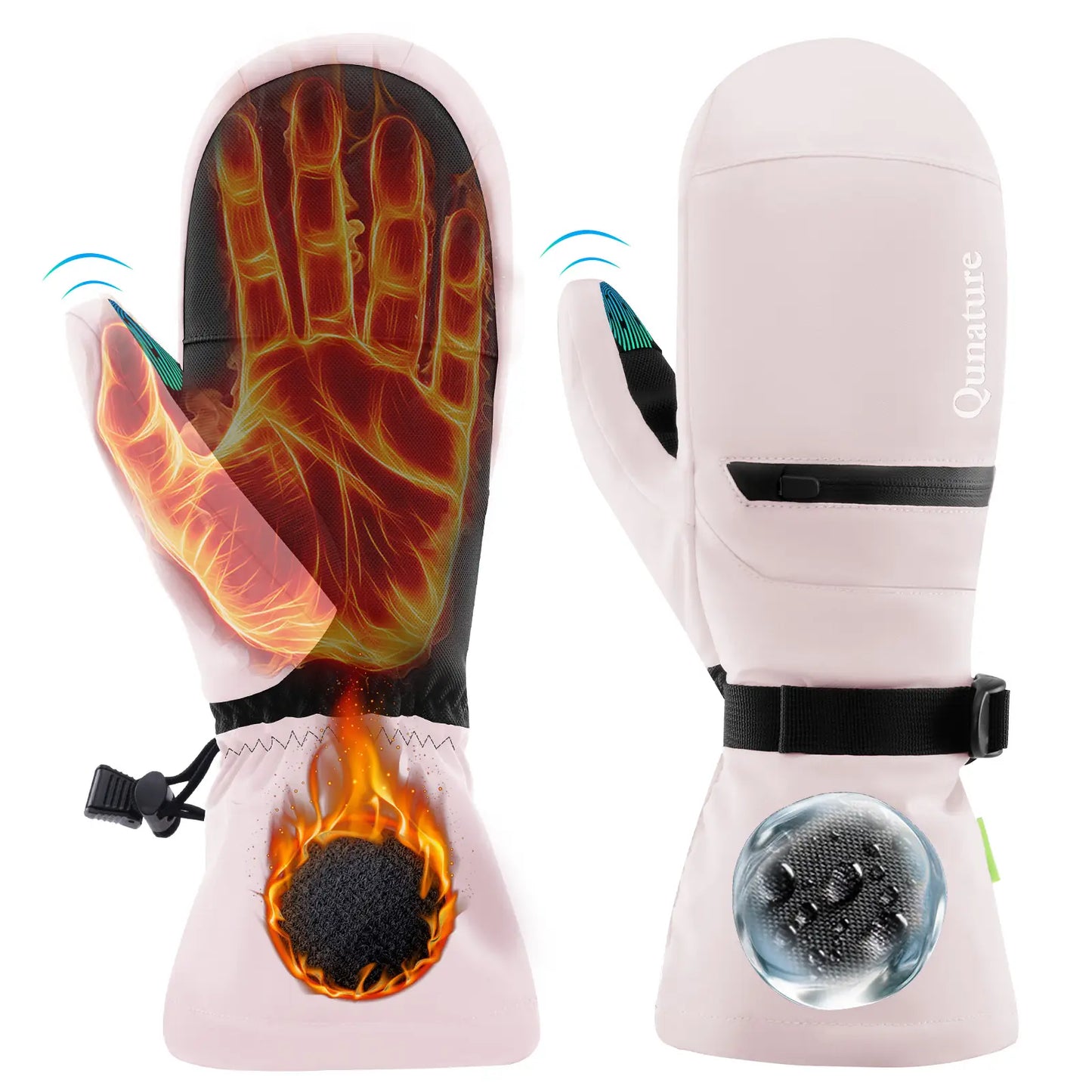 beheizbare skihandschuhe in rosa