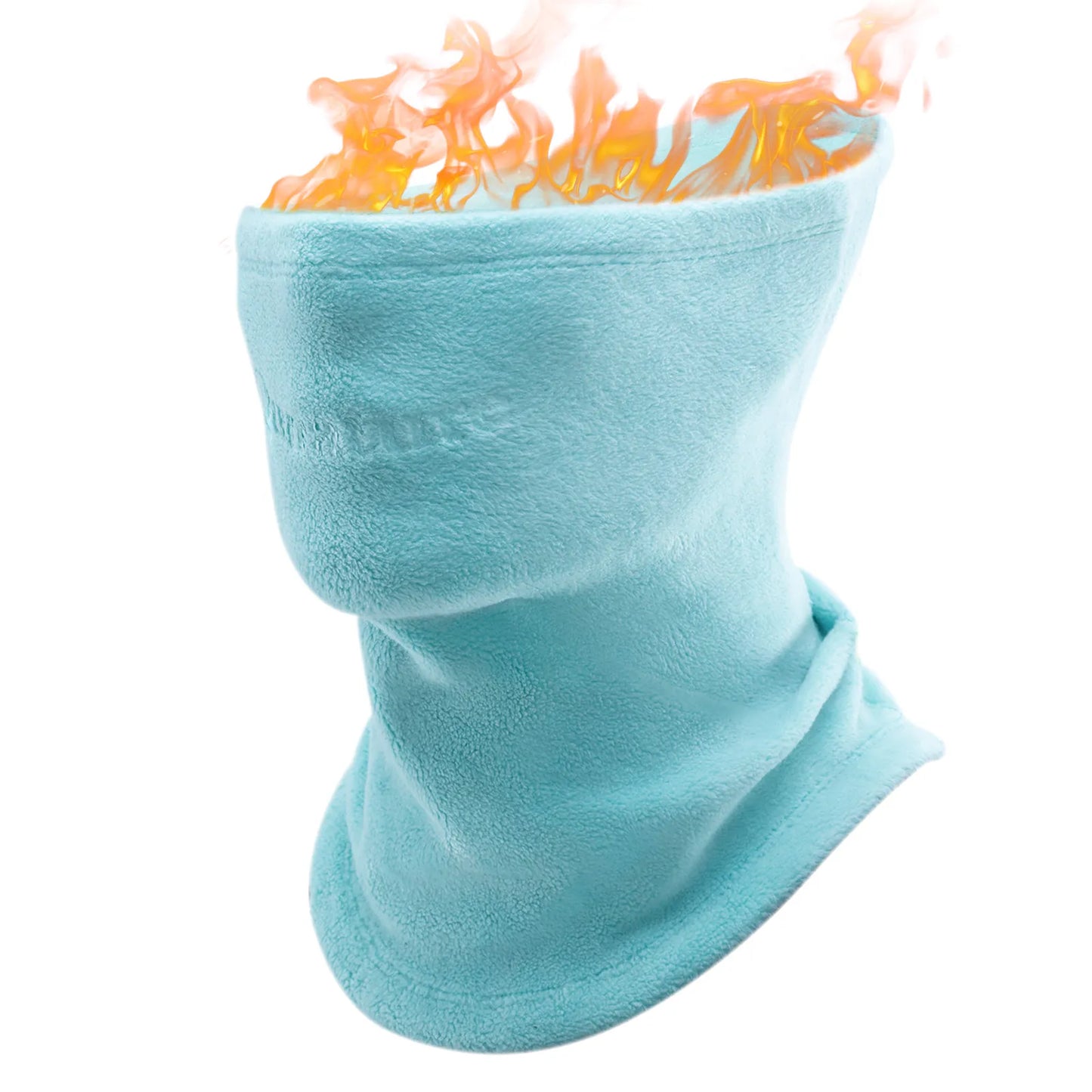 detailansicht der weichen fleece-innenseite eines schwarzen nackenwärmers.
