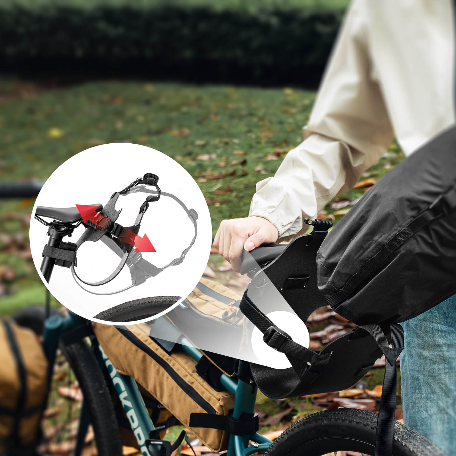 der bikepacking heck gepäckträger bietet viel platz und einfachen zugriff zur fahrradtasche