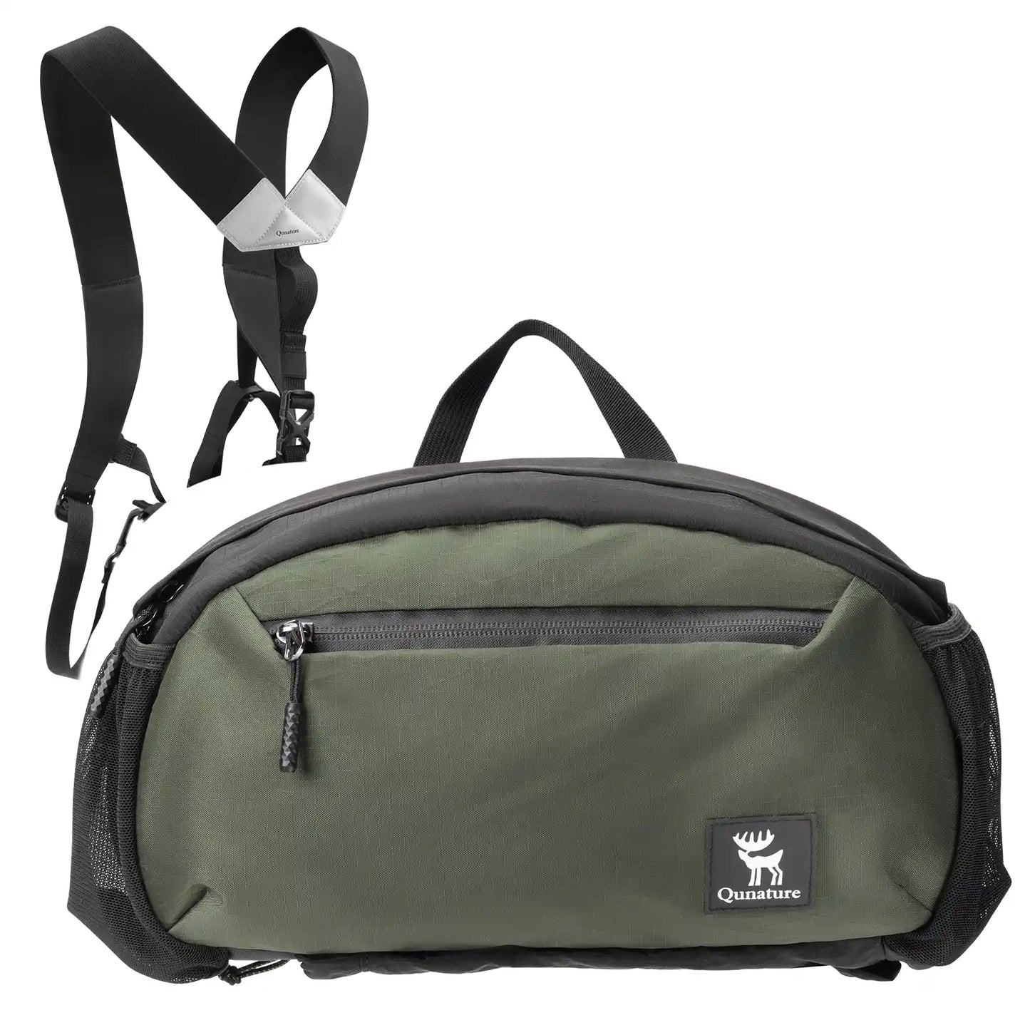 grüne brusttasche für wandern von vorne