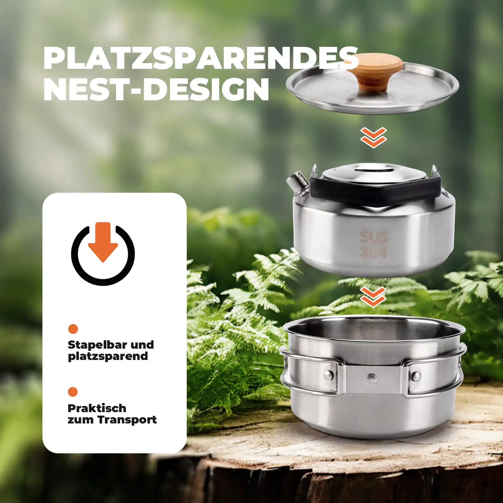 platzsparendes stapelbares design für camping