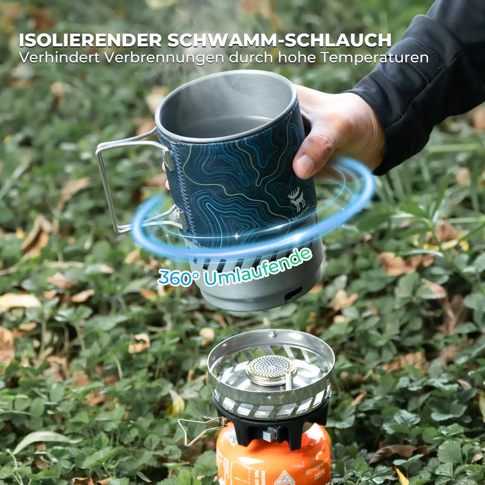 camping gaskocher isolierender schutz navy