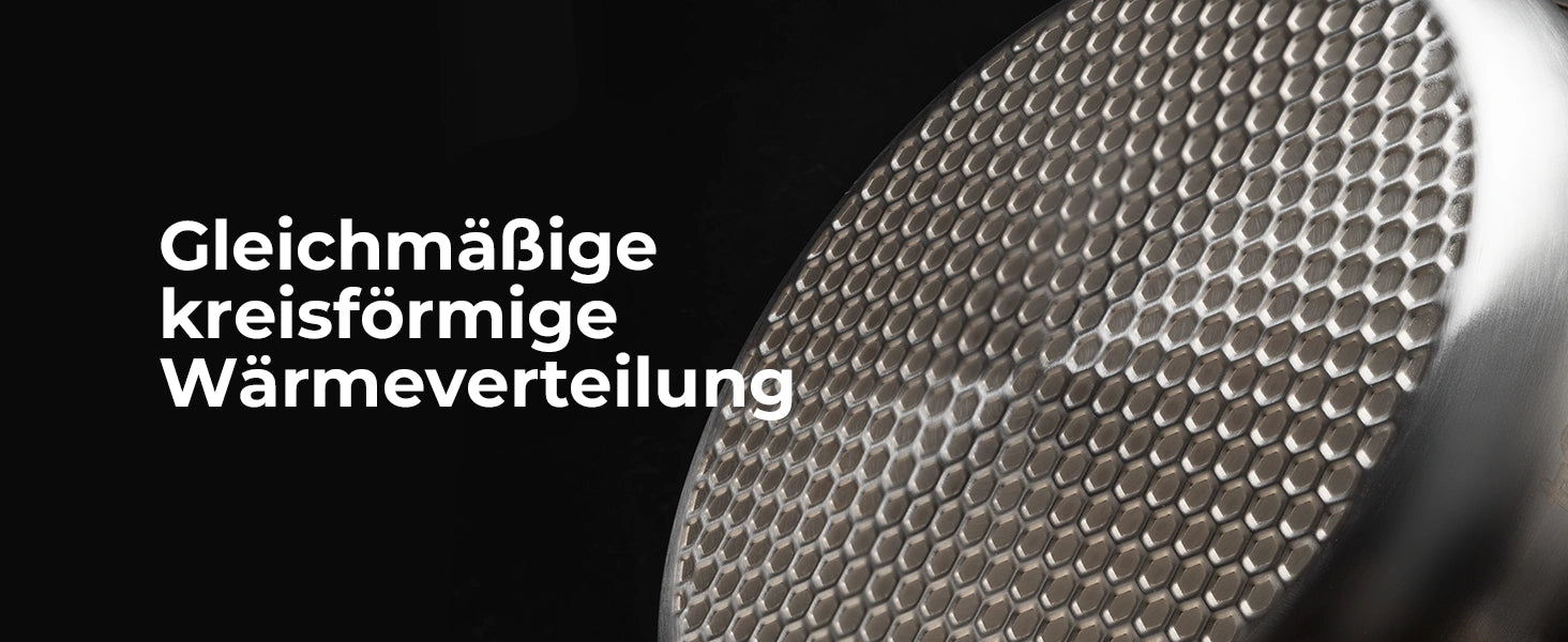 nahaufnahme des wabenmusters am topfboden für gleichmäßige wärmeverteilung