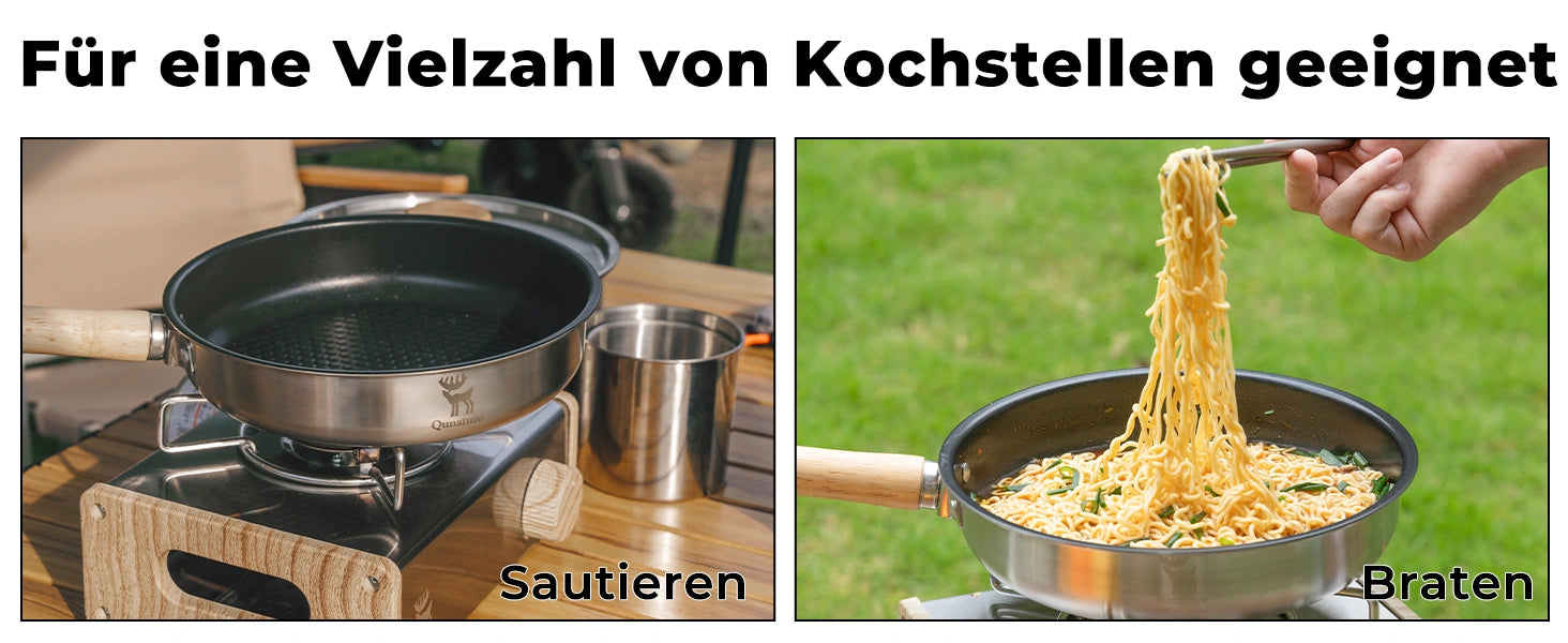 camping pfanne geeignet fuer verschiedene kochstellen beim campen