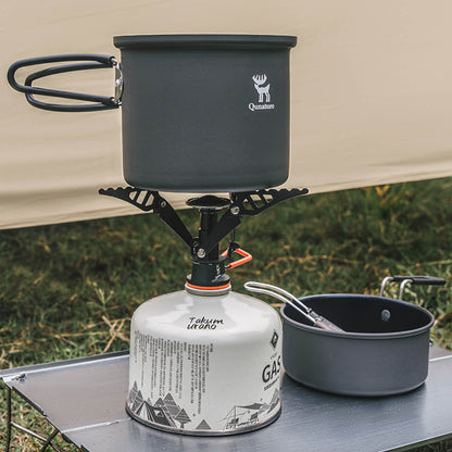 camping kochtopf set im einsatz am gasbrenner