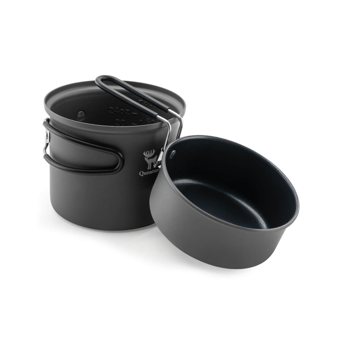 Camping Kochgeschirr Set – Topf Mit Deckel, Pfanne Mit Klappgriff, Für 2–3 Personen, Grün