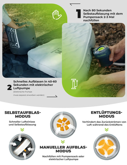 camping luftmatratze mit selbstaufblas-, manuellem und entluftungs-modus