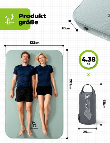 camping luftmatratze doppel gruen mit masse 201x132x10 cm und gewicht 4,38 kg