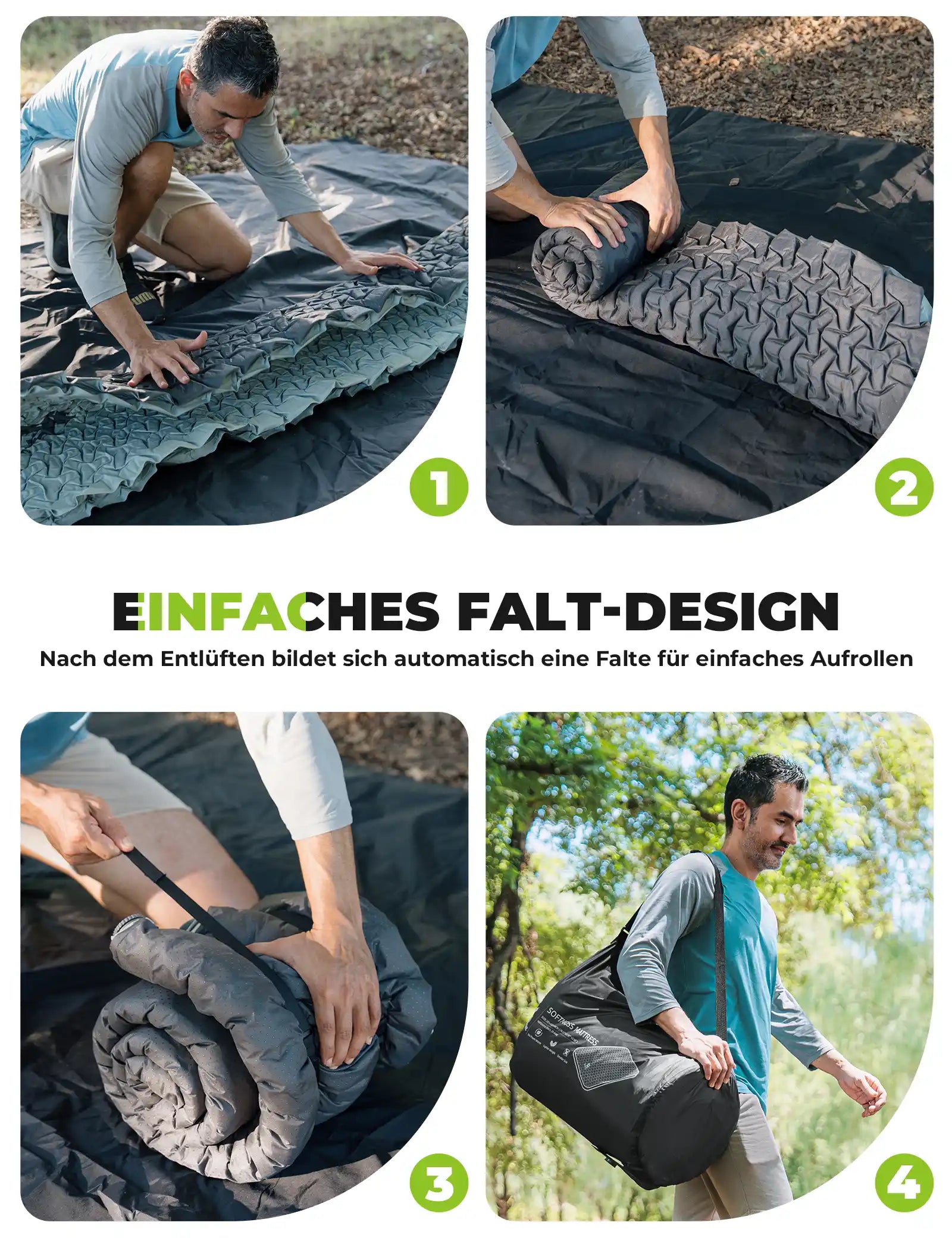 camping luftmatratze einzeln mit einfachem falt-design und automatischer falte