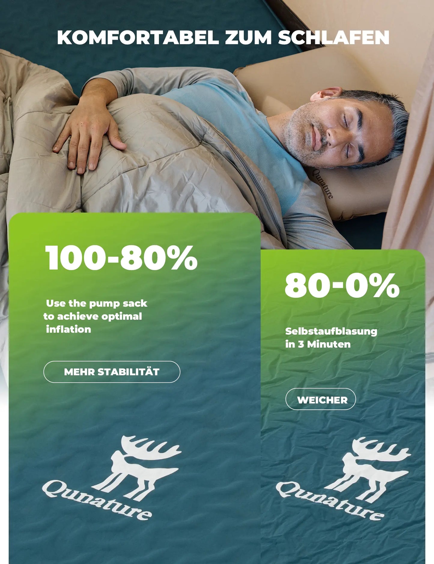 camping luftmatratze mit selbstaufblas-, manuellem und entluftungs-modus
