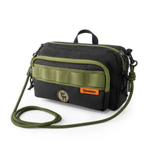 tragbare camping schultertasche mit gruenen details
