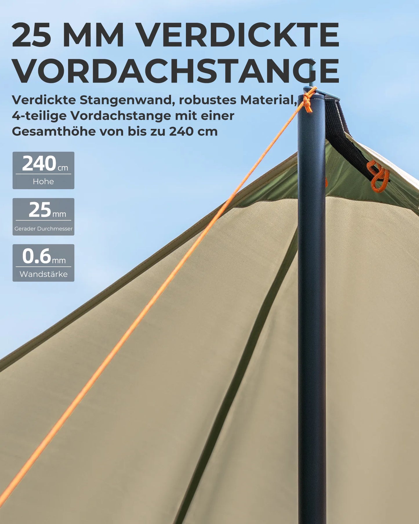 verdickte vordachstange 25mm