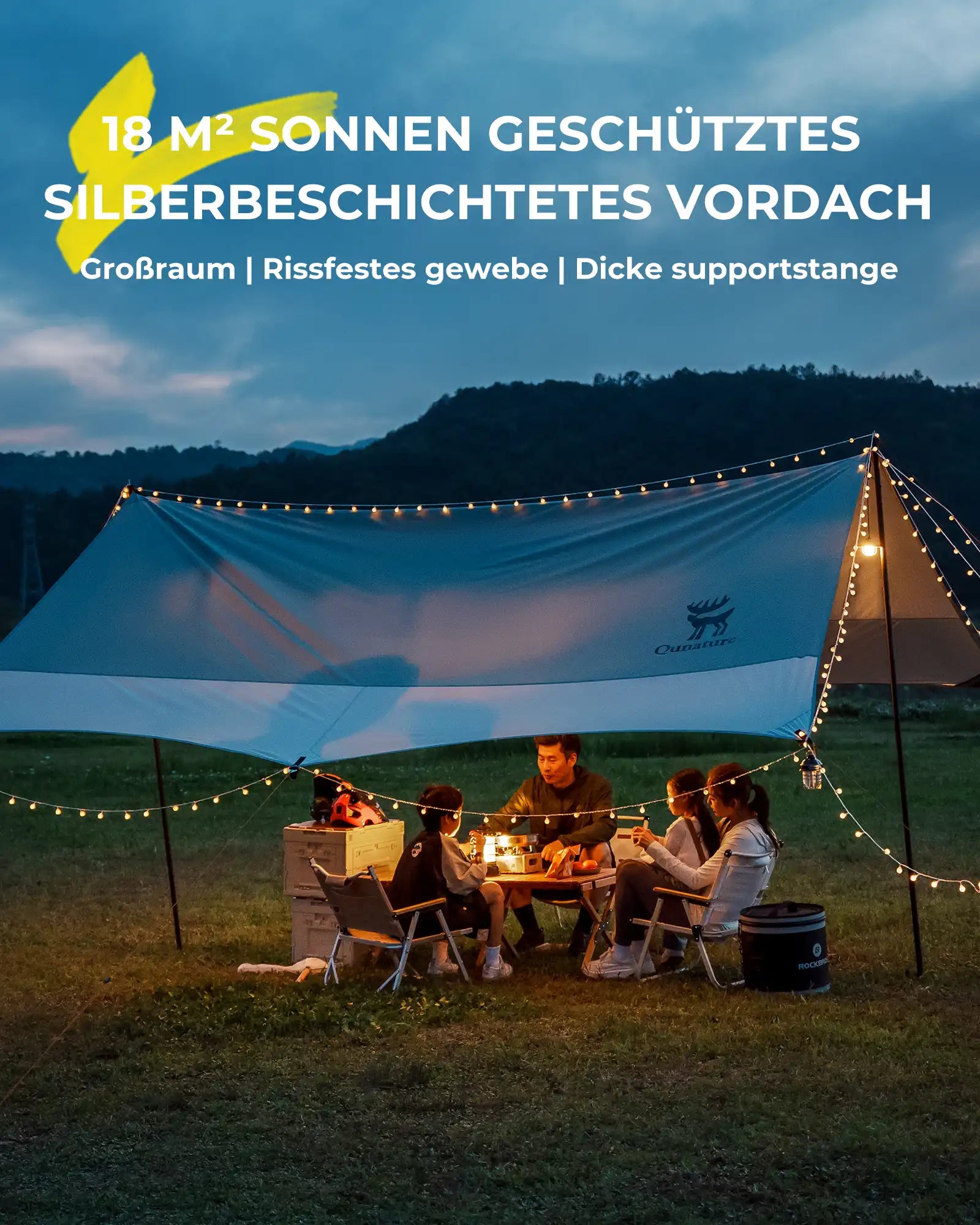blaues vordach im camping