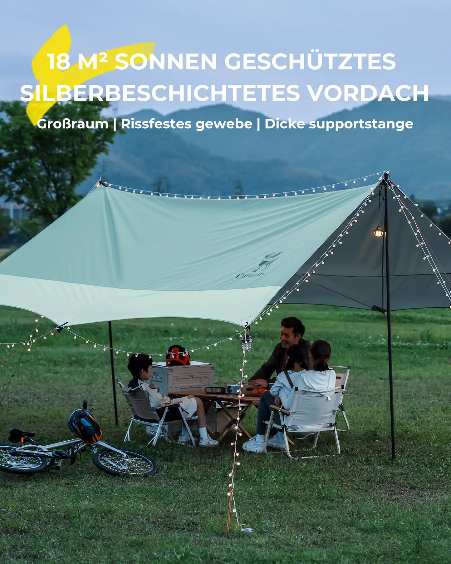 lindgrünes vordach im camping