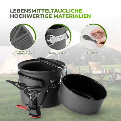 lebensmittelechtes campinggeschirr mit guter waermeleitfaehigkeit und haltbarer konstruktion