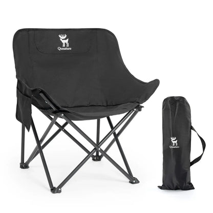schwarzer campingstuhl mit tasche