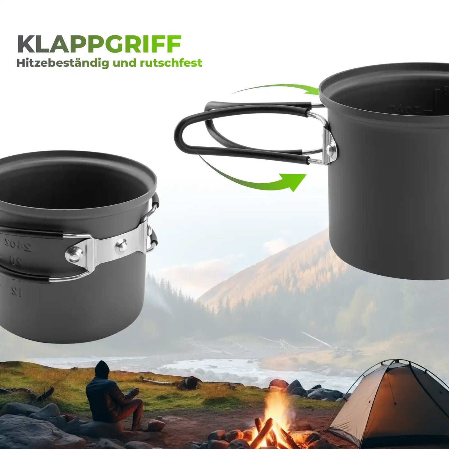 campingtopf mit klappgriff fuer hitzebestaendiges und sicheres kochen