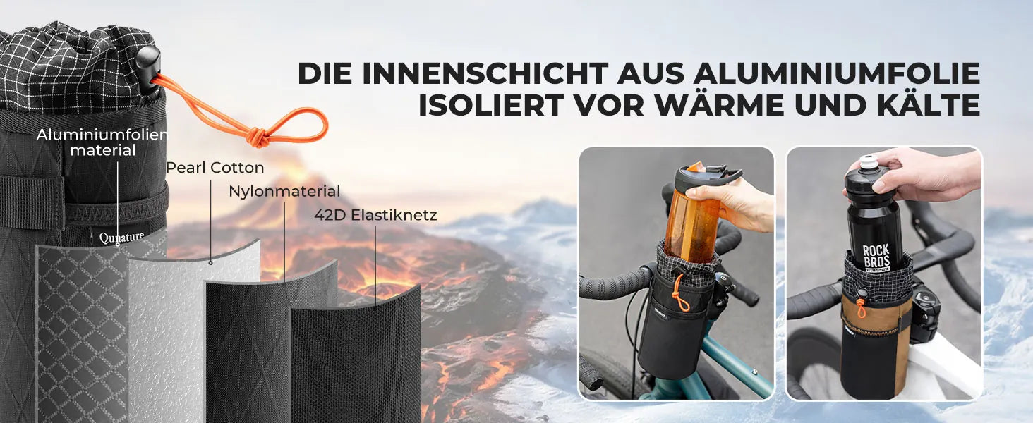 isolierter aufbau der fahrrad wasserflaschentasche mit aluminiumfolie