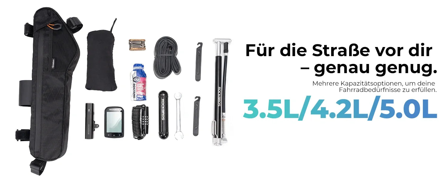 fahrradrahmentasche 3 kapazitaetsstufen mit zubehoer uebersicht