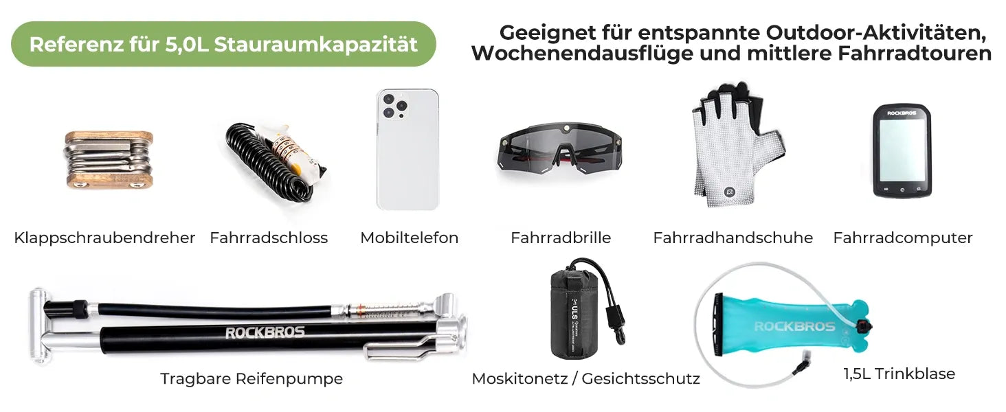 fahrradrahmentasche 50 liter kapazitaet referenz mit zubehoer