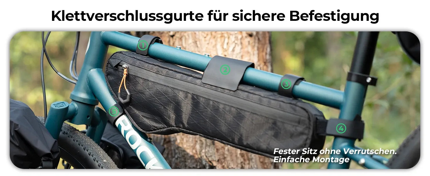fahrradrahmentasche klettverschlussgurte zur sicheren befestigung am rahmen
