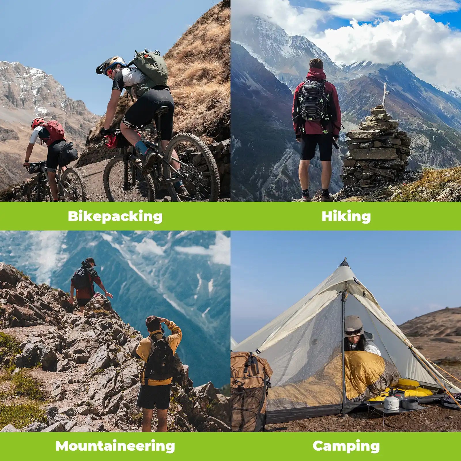 einsatzgebiete: camping, wandern, bergsteigen, bikepacking mit der isolier matte
