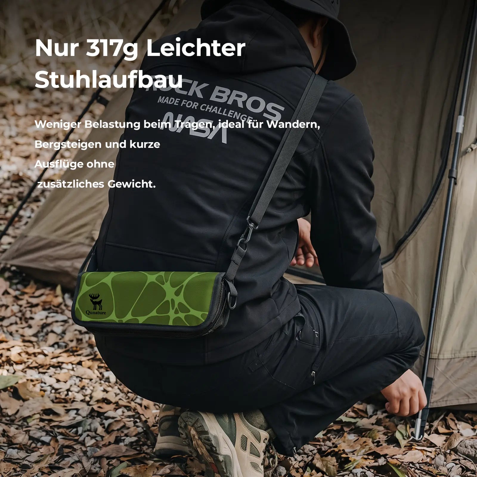 leichter falthocker über schulter getragen