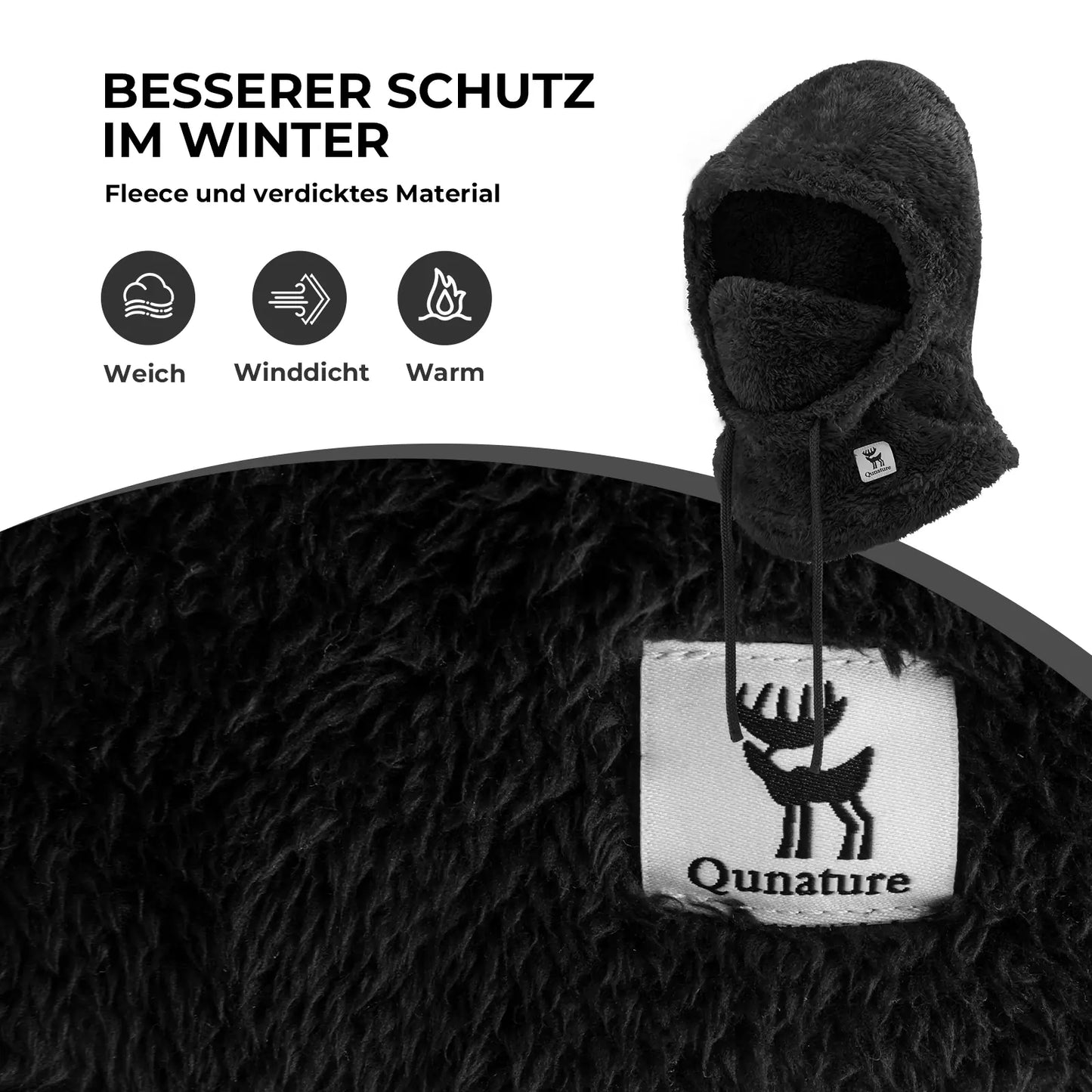 eine frau präsentiert den rosa fleece-nackenwärmer als modisches winter-accessoire.