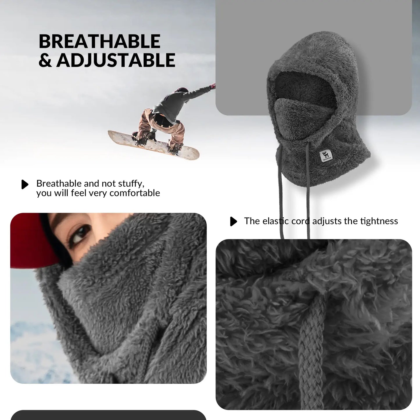 vorführung der elastizität eines rosa fleece-schlauchschals durch dehnen.