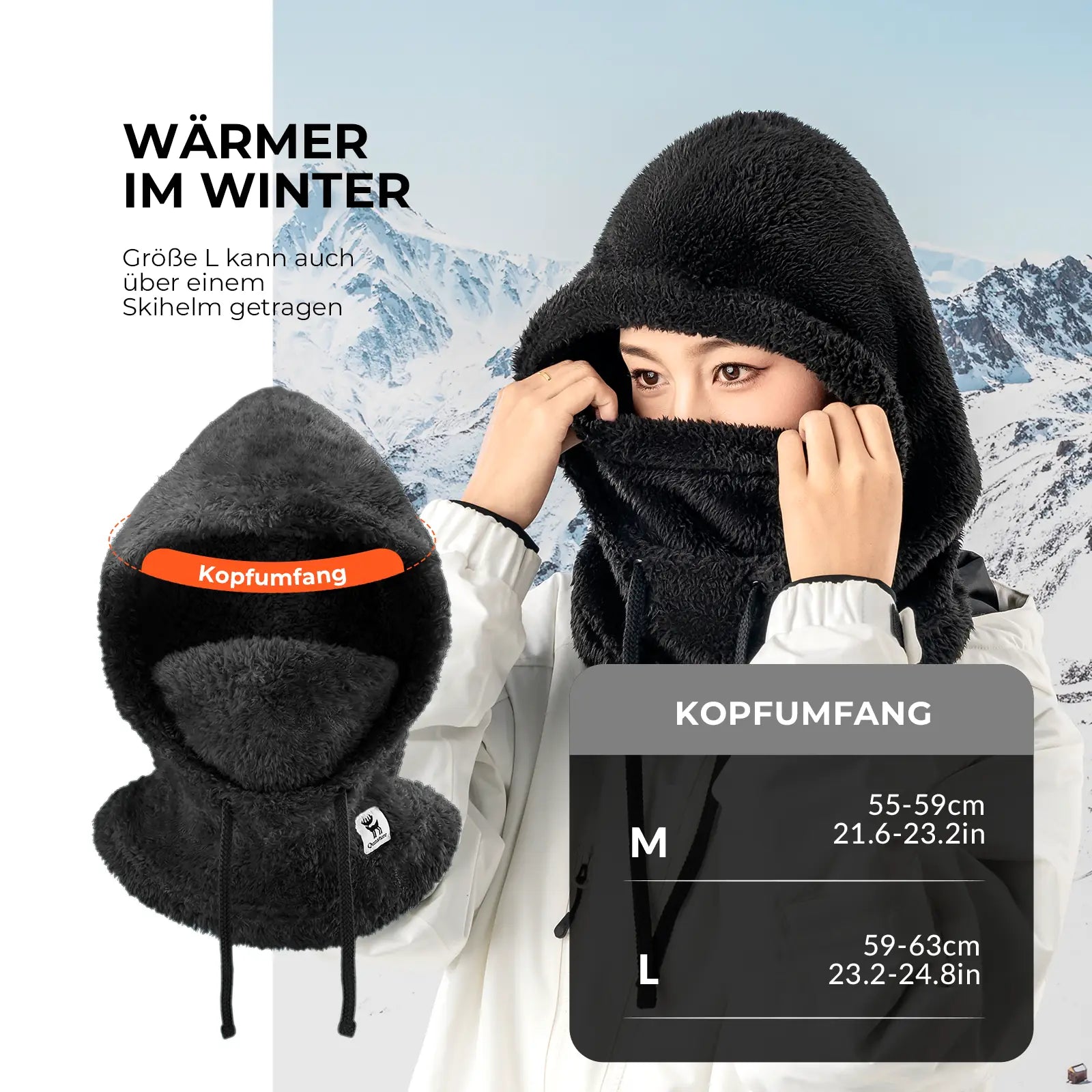 demonstration der hohen elastizität des grauen fleece-materials durch hände.