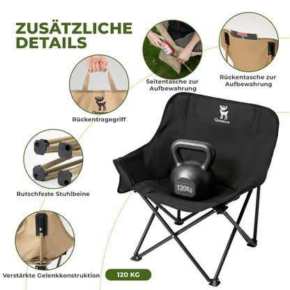 stuhl mit taschen, griffen und rutschfesten beinen