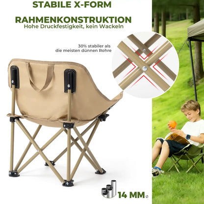 qunature folding chair with stable x-frame design and 14mm tubes