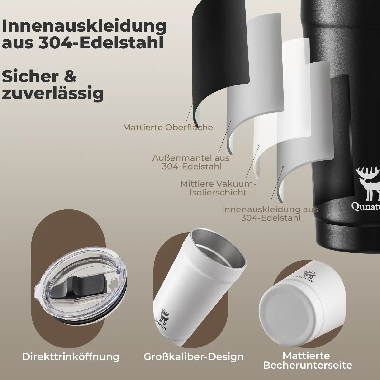 isolierbecher aus 304-edelstahl mit vakuumisolierung