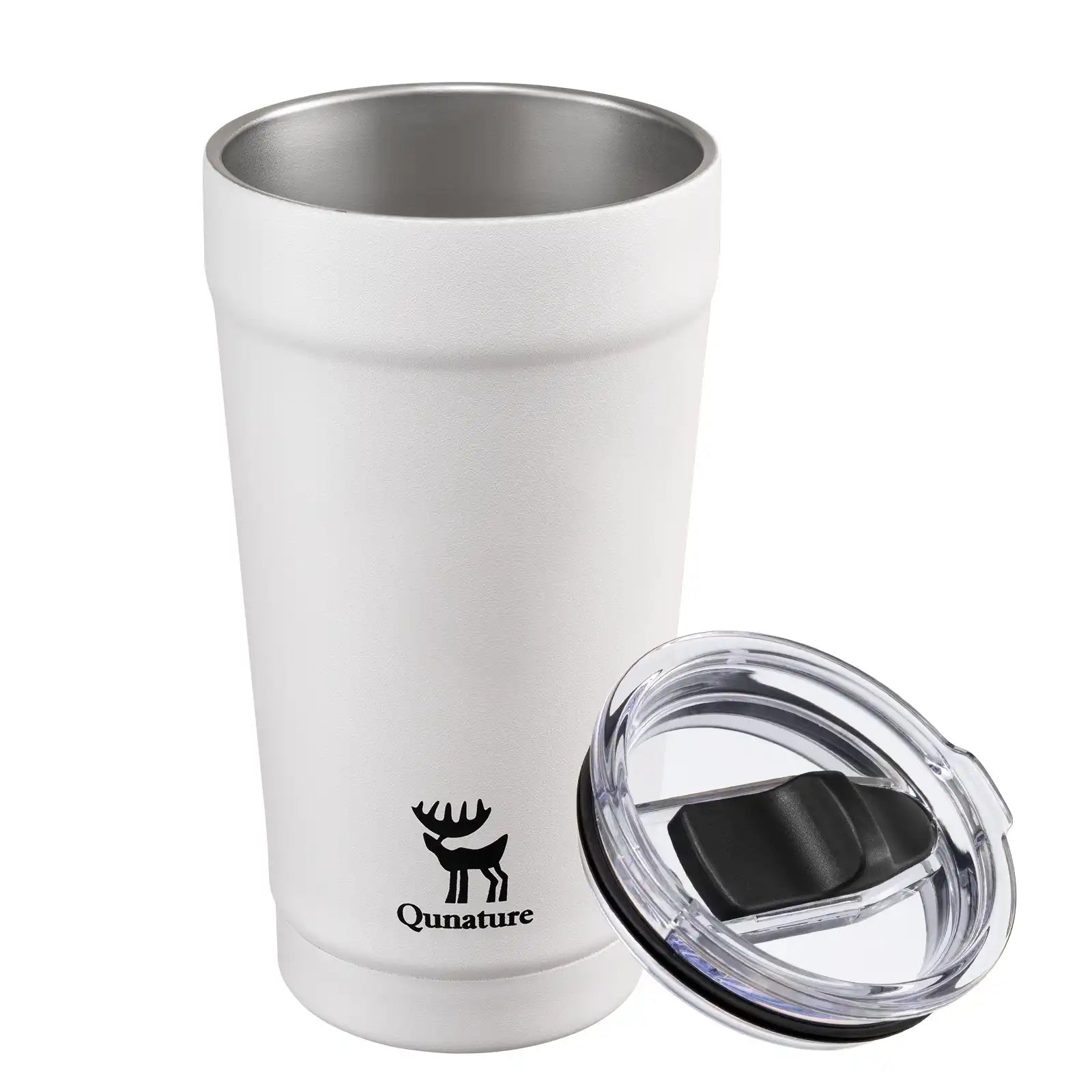 weisser isolierbecher mit abgenommenem deckel