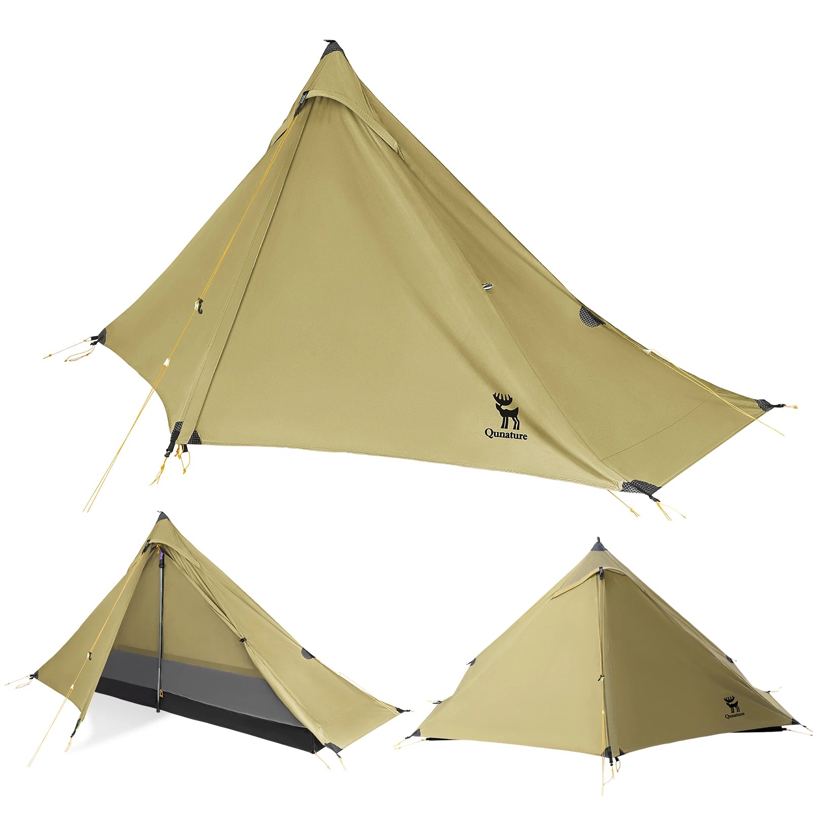 khaki pyramidenzelt für wandern und camping